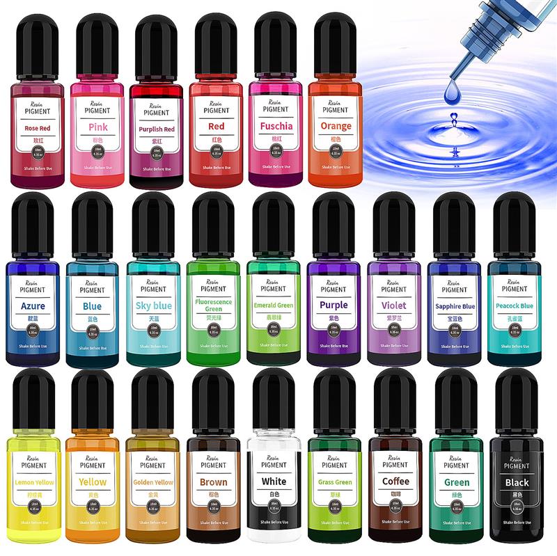 Resin Dye Alcohol - レジンティレジングネティトインクリキッドオッシュ染料、インクの拡散、DIYジュエリー作成、エポキシ樹脂、24色