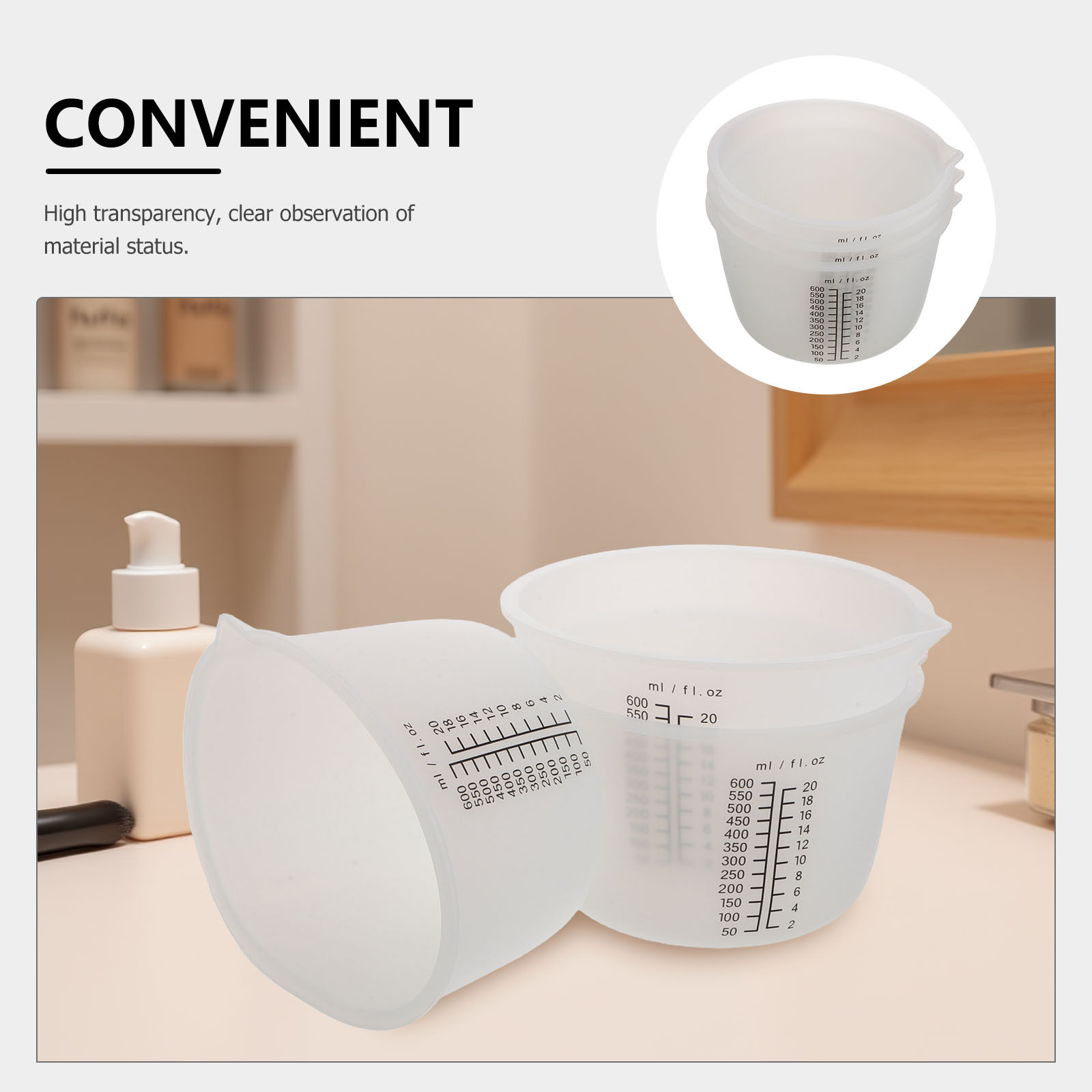 3個入りシリコン樹脂混合カップ 600ml 軽量ポータブル目 - Mixing Cup Silicone のレビューと価格
