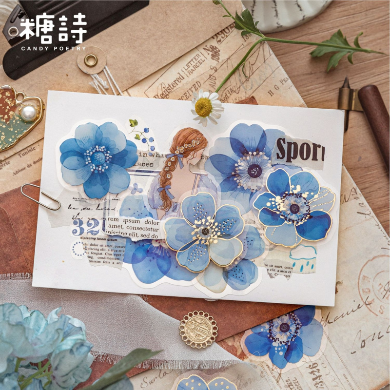 40枚入り ヴィンテージ風豪華な花柄ゴールド箔PETステッカ - Gold Foil Flakes のレビューと価格