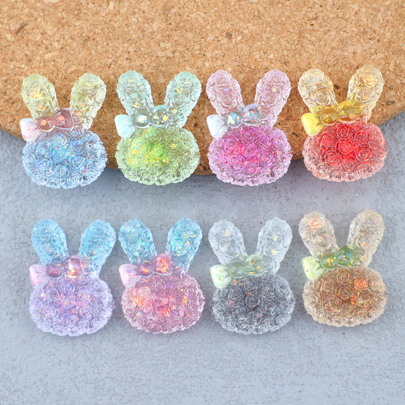 5個入り 18*25mm 光るグラデーションウサギレジンカボ - Resin Craft Supplies のレビューと価格