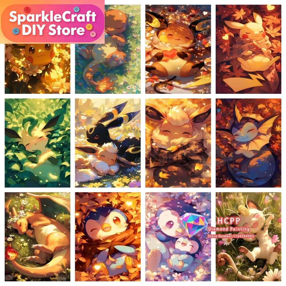 1pc フレームレス漫画ポケモンピカチュウリザードンイーブイ - Resin Craft Kit のレビューと価格